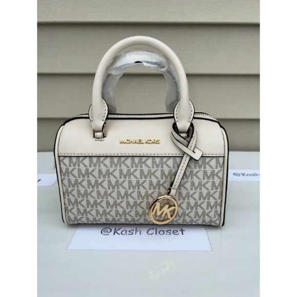Michael Kors XS Duffle Travel Crossbody Purse Light Cream Multi